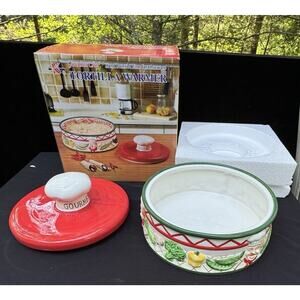 Brand New Chef Majolica Ceramic Tortilla Warmer With Lid Super Cute! #7327